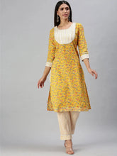 Women's Yellow Printed Kurta SetsS365-Yellow